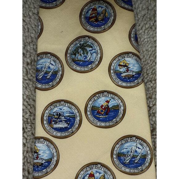 Vintage CHAPS Ralph Lauren Sailing Boat Yacht Print Neck Tie Men's One Size - Picture 6 of 6